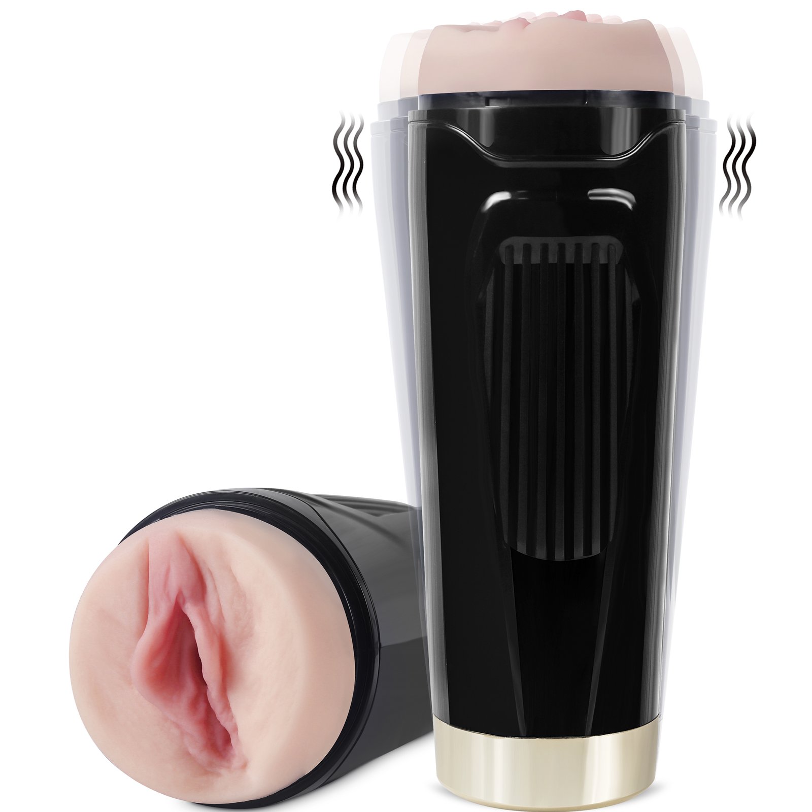 Quijoy Direct Selling "Davina Masturbator Double Vibrator, Charging Cable - Neutral Black Box - Fully Coated"