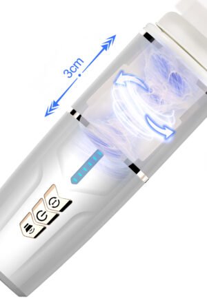 Quijoy Direct: Jimei Telescopic Rotating Masturbator, White, Suction Cup, Mounting Rod, Ziplock Bag
