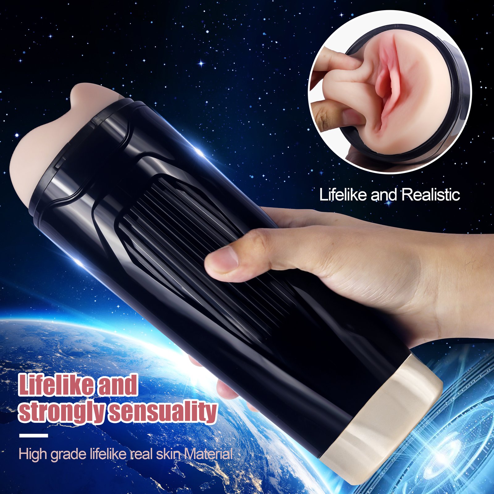 Quijoy Direct Selling "Davina Masturbator Double Vibrator, Charging Cable - Neutral Black Box - Fully Coated" - Image 4